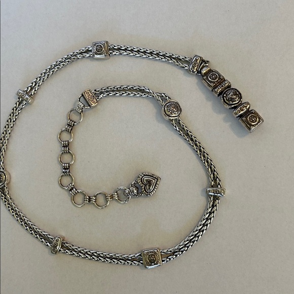 BRIGHTON SILVER TONE DOUBLE CHAIN ADJUSTABLE METAL BELT 35” LONG main image 5